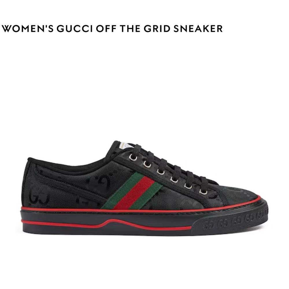 Gucci Black Sneakers with Green and Red Stripes - women’s